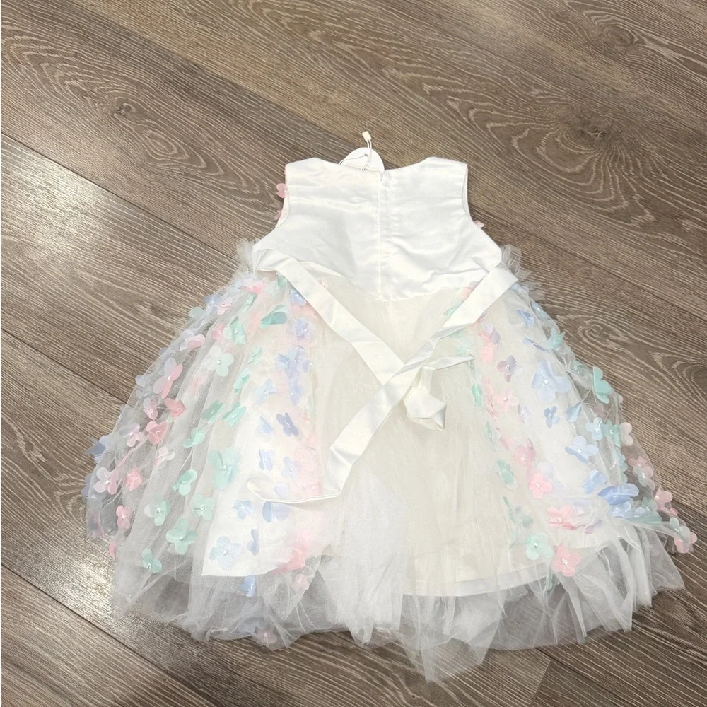 Girls White Flower Tulle Dress-2-3 Years-White-Reedoo Peter - Picture 7 of 8